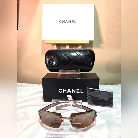 🔥NWT 💯 Chanel 4048 185/59 CHOPPER TO BOWN GRADIENT RIMLESS SUNGLASSES - Picture 4 of 16